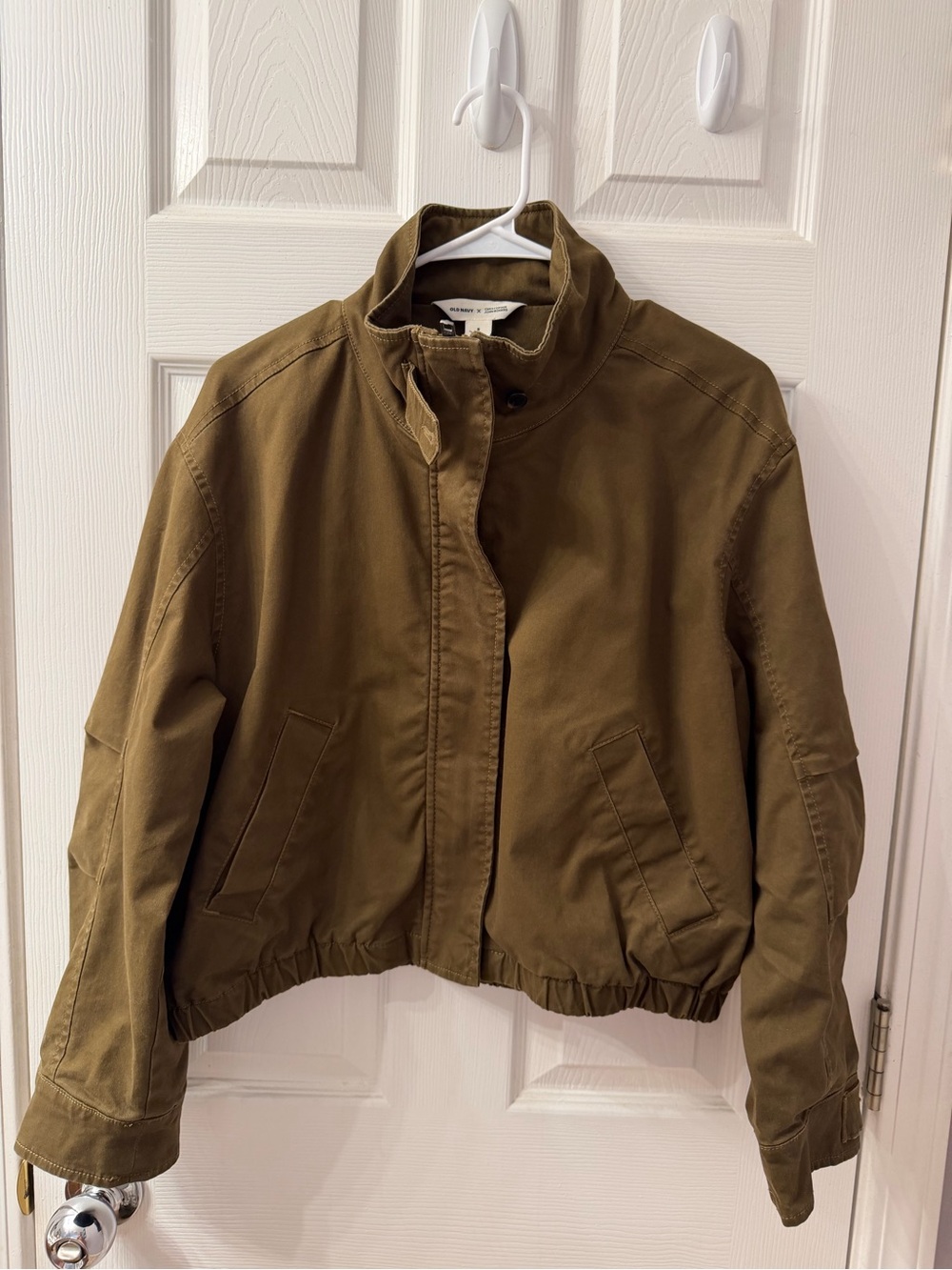 Old Navy x Christopher John Rogers Mock-Neck Bomber Jacket Dark Lichen Size S